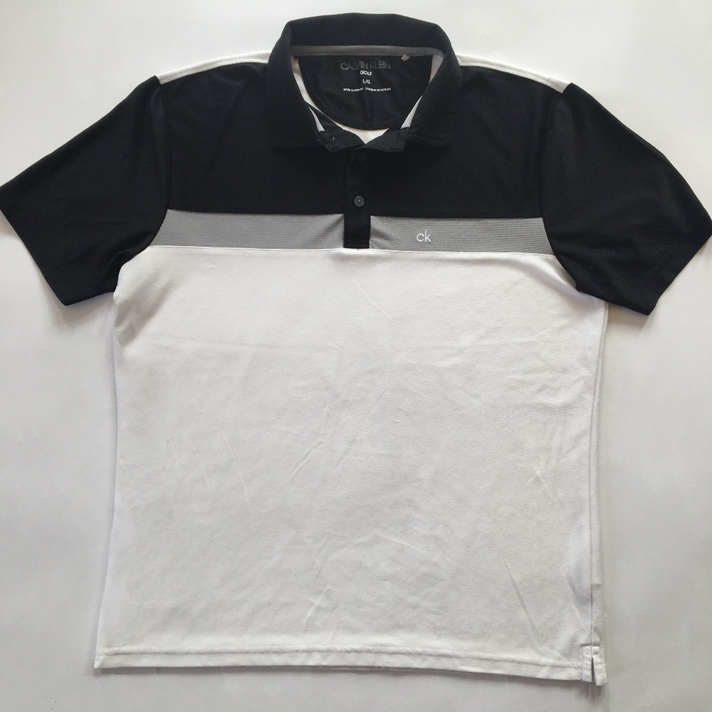 Calvin Klein Men’s Golf/Polo Shirt – Size: L/G – Black & White